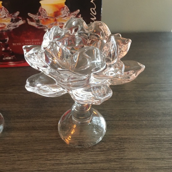 Accents Two Rose Glass Shaped Candle Holders Poshmark